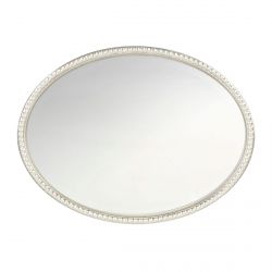 espejo ovalado plata con detalle de cuentas en el marco