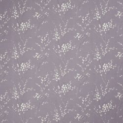 tejido estampado morado de flores ideal para cortinas y estores de diseño