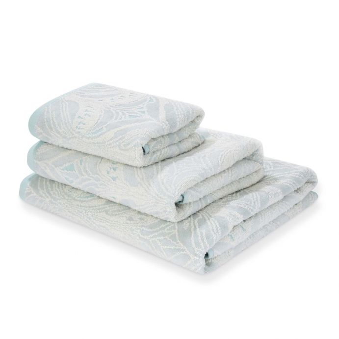 toallas de diseño jacquard en azul verdoso de diseño