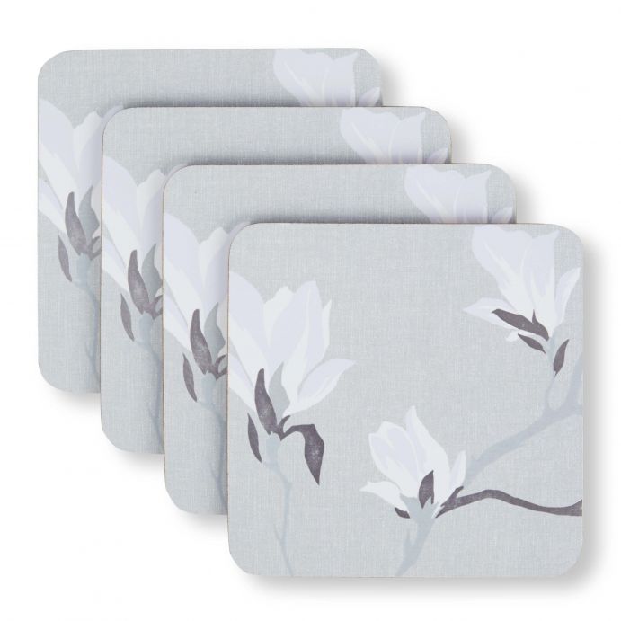 posavasos de corcho con diseño de magnolia gris