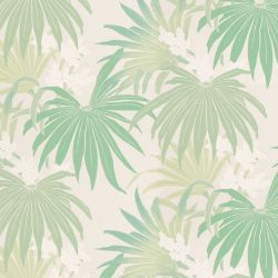 papel pintado de estampado de hojas de palmera de diseño exótico en verde