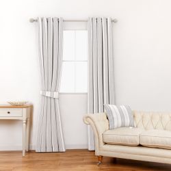 tela de rayas gris y blanco para cortinas de diseño