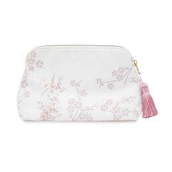 bolsa neceser estampado con flores rosas y blancas de diseño