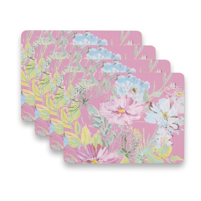 manteles individuales de corcho cuadrados estampados con flores de colores de diseño