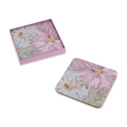 posavasos de corcho cuadrados estampados con flores de colores de diseño