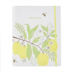 recetario de cartón bonito con limones estampados ideal para regalar