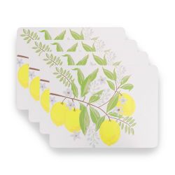manteles indiividuales de corcho con limones amarillos de diseño