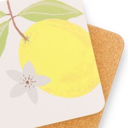 posavasos de corcho con limones amarillos de diseño