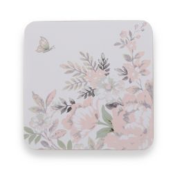 4 posavasos con diseño de flores en tonos rosas y tierras