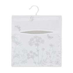 bolsa para pinzas de algodón gris con flores y percha de diseño