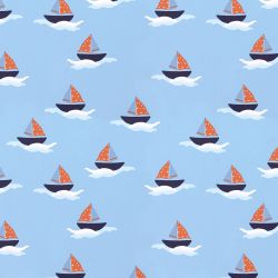 papel pintado infantil azul con barcos de vela de diseño