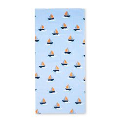 toalla para playa infantil azul con barcos