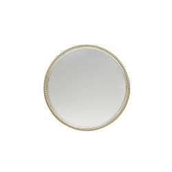 espejo de pared redondo pequeño con marco champán de diseño 