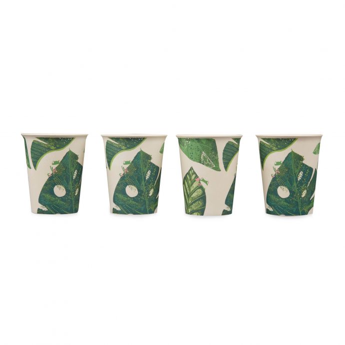 conjunto de 4 vasos de bambú estampados, no se rompen, de diseño, color verde