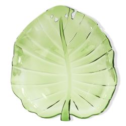 fuente de melamina verde con diseño de hoja ideal para ensaladas