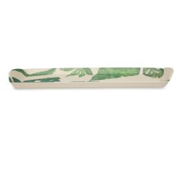 bandeja de bambú rectangular con diseño de hojas verdes