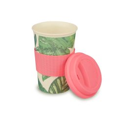 taza para llevar de melamina con diseño de hojas verdes