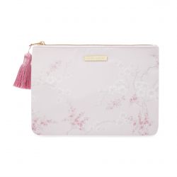 bolso plano rosa de diseño con flores orientales