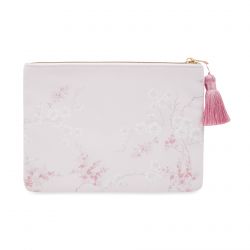 bolso plano rosa de diseño con flores orientales