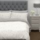 conjunto de funda para cama gris y blanco con flores reversible de diseño