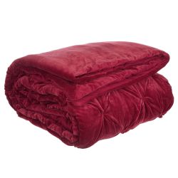 elegante colcha roja de tacto terciopelo