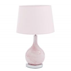 lámpara rosa con base redonda y pantalla tambor de diseño