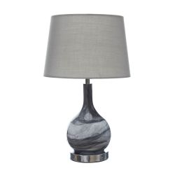 lámpara completa gris con base de cristal de diseño mineral y pantalla gris de diseño