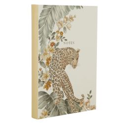 cuaderno de tapa dura tamaño A5 con leopardo dorado