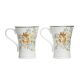 2 tazas cerámicas estampadas con flores doradas de diseño