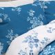 funda nórdica y fundas de almohada estampada con rosas en azul y blanco de diseño