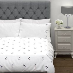 set de cama Puffins gris plata bordado