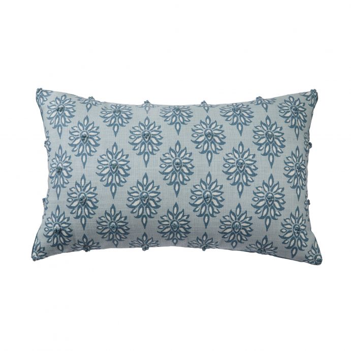 cojín azul rectangular estampado de diseño