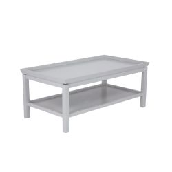mesa de café de madera en gris plata con bandeja inferior