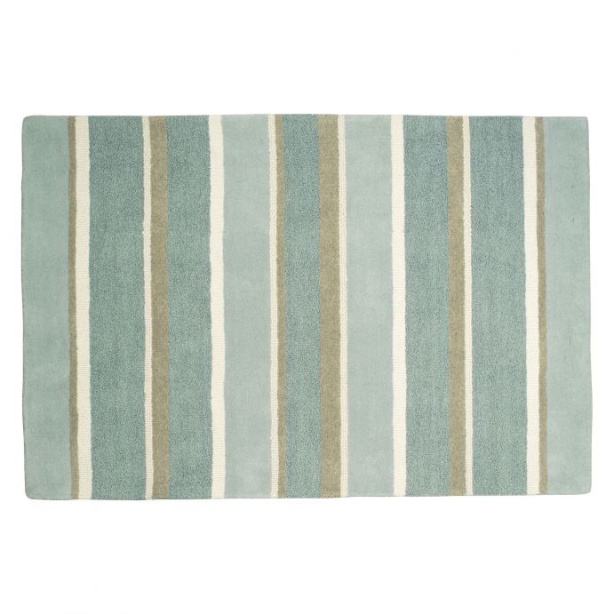 alfombra de lana de rayas azules y verdes