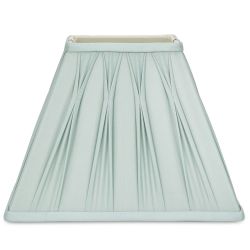 pantalla azul verdoso para lámpara de seda plisada y base cuadrada