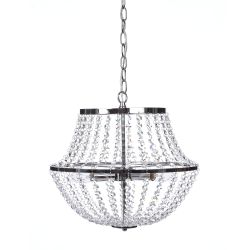 lámpara de techo de diseño clásico con bandas cromadas y cadenas de cristales decorativos