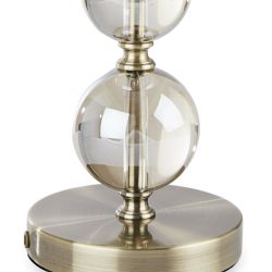 base de lámpara bronce con bolas de cristal decorativas