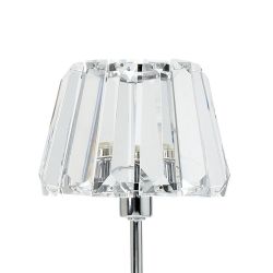 lámpara para mesilla de base cromo y pantalla de cristal