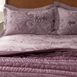 ropa de cama morada efecto jacquard de diseño