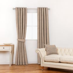 tela para confección de cortinas y estores con trama tipo seda en color natural