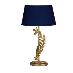 lámpara de mesa Archer dorado con pantalla azul