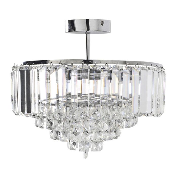 lámpara de techo de cristal de diseño clásico en plafón con soporte cromado
