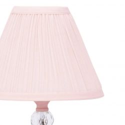 lámpara completa de sobremesa de estilo clásico, acabado rosa maquillaje, con pantalla plisada