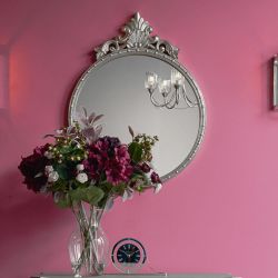 espejo de diseño rococó plata para pared