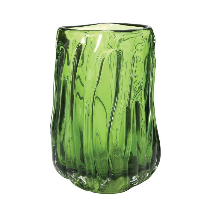 jarrón de cristal verde