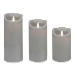 3 velas LED gris plata