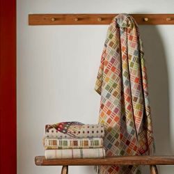 Manta Rainbow Ribbon Beige Multi pura lana