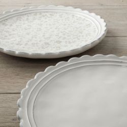Set 4 platos irregulares 20cm Blanco y Estampado Artisan