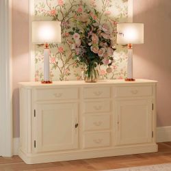 mueble para salón aparador estilo rústico clásico en color marfil