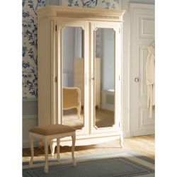 armario doble de madera maciza color marfil con puertas de espejo e